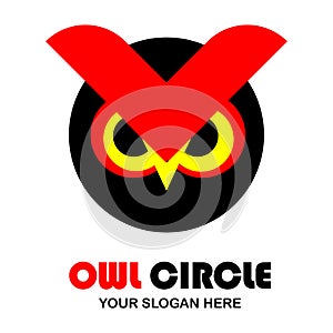 owl yellow and red circle base shape icon logo