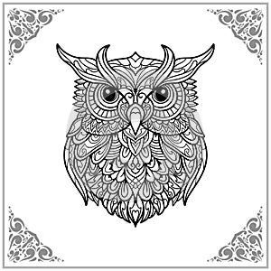owl zentangle arts. isolated on white background