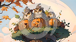 Owls in Autumn season
