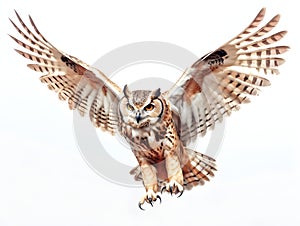 Owls are carnivores. It seeks for food at night with a quick ear, clear eyes. Generative AI.