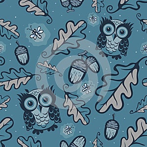 Owls and fireflies pattern