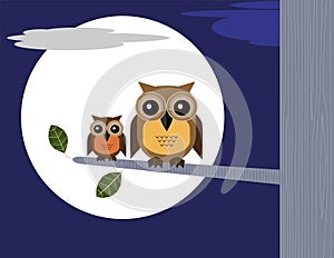 Owls and Moon
