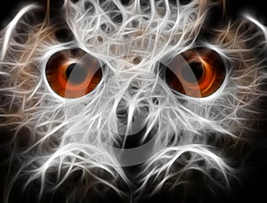 Owls Portrait. owl eyes - abstract painting, fractal