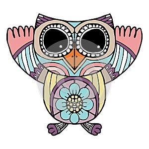 Owls Vector, Owls, coloring book for adult, Illustration Doodle Vector