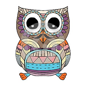 Owls Vector, Owls, coloring book for adult, Illustration Doodle Vector