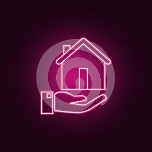 Ownership insurance. Real estate neon icon. Elements of Real Estate set. Simple icon for websites, web design, mobile app, info