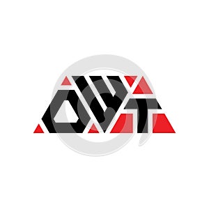 OWT triangle letter logo design with triangle shape. OWT triangle logo design monogram. OWT triangle vector logo template with red