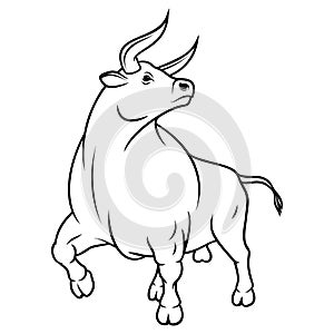 Ox Bull Taurus Male Zodiac Symbol New Year Black Contour Outline