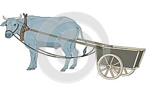 Ox and Cart Illustration photo