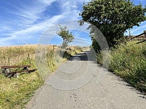 Ox Hey Lane, on a sunny day near, Denshaw, UK