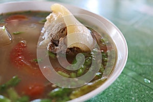 Ox\'s tail soup in bowl.