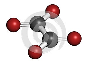Oxalate anion, chemical structure. Oxalate salts can form kidney stones. 3D rendering. Atoms are represented as spheres with