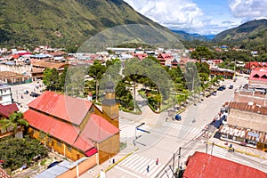 Aerial view of Oxapampa city in Peru photo