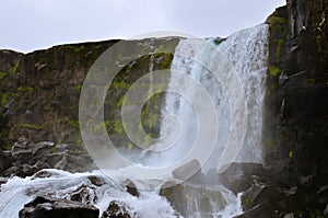 Oxarafoss Waterfall in Ãžingvellir National Park, Iceland