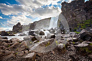 Oxararfoss waterfall in Thingvellir national park