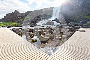 Oxararfoss waterfall in Thingvellir national park