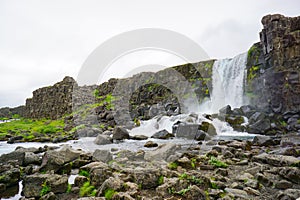 Oxararfoss waterfall in Thingvellir national park