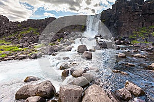 Oxararfoss waterfall in Thingvellir national park