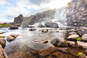 Oxararfoss waterfall in Thingvellir national park