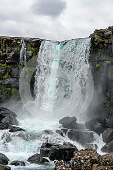 Oxararfoss waterfall in Thingvellir National park, Iceland