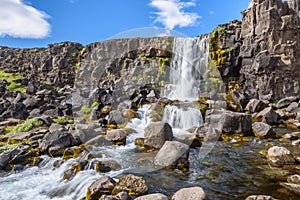 Oxararfoss waterfall, Thingvellir National Park, Iceland