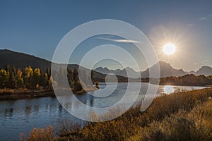 Oxbow Bend Sunset in fall