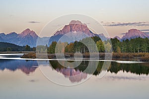 Oxbow Bend and Tetons at Sunrise