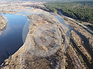 Oxbow lake of the Narew river near Pultusk on an autumn, sunny day photo