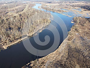 Oxbow lake of the Narew river near Pultusk on an autumn, sunny day photo