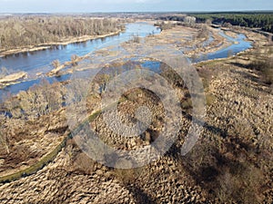 Oxbow lake of the Narew river near Pultusk on an autumn, sunny day photo