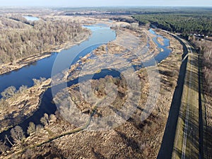 Oxbow lake of the Narew river near Pultusk on an autumn, sunny day photo