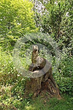 Oxburgh Hall - carved otter from tree trunk