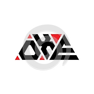 OXE triangle letter logo design with triangle shape. OXE triangle logo design monogram. OXE triangle vector logo template with red