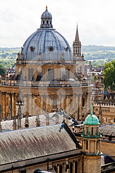 Oxford city skyline with Radcliffe Camera in foreground