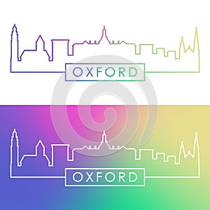 Oxford, Ohio skyline. Colorful linear style.