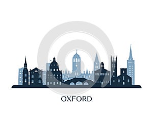 Oxford skyline, monochrome silhouette.