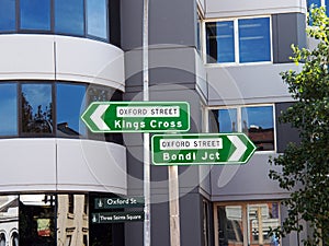 Oxford Street Kings Cross and Bondi Junction Road Signs, Sydney, Australia