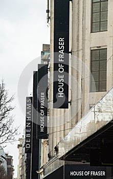 House of Fraser, Debenhams signage, Oxford Street, London