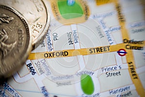 Oxford Street. London, UK map.