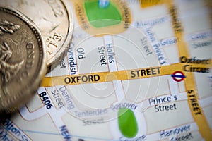 Oxford Street. London, UK map. photo
