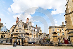 OXFORD, UNITED KINGDOM - AUG 29 2019 :  The Bridge of Sighs connecting two buildings at Hertford College in Oxford, England