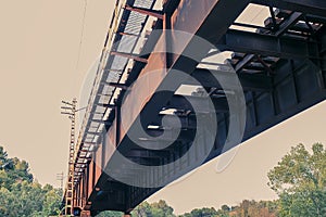 Oxid iron train bridge in Gelida, Barcelona,Spain