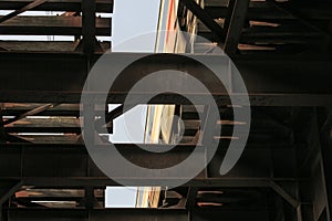 Oxid iron train bridge in Gelida, Barcelona,Spain photo