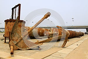 Oxidation rusty anchor industrial equipment photo