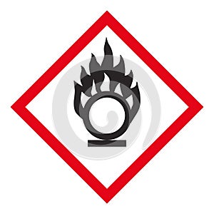 Oxidation warning symbol. GHS label