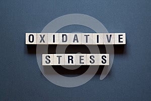 Oxidative stress - word concept on cubes,text