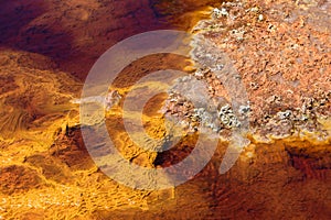 Oxidised iron minerals in water - Red River Rio Tionto, Huelva, Andalusia, Spain