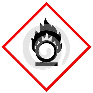 Oxidising gases, oxidising liquids, oxidising solids pictogram photo