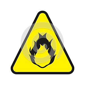 Oxidising Hazard Sign. Fire warning sign Vector Image. Fire Icon photo