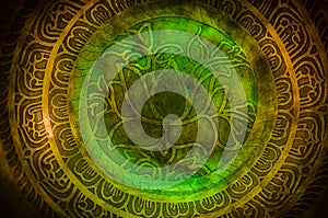 Oxidized Engravings in a Brass Singing Bowl